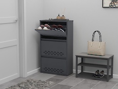 Шафа для взуття металева на 3 секції 600х1050 графіт