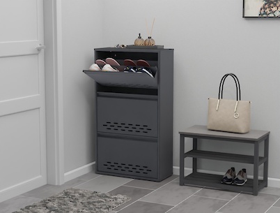 Тумба для взуття металева 3 секції 600х1050 графіт