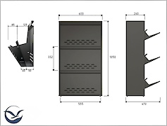Тумба для взуття металева 3 секції 600х1050 чорна