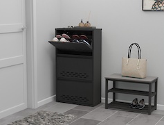 Тумба для взуття металева 3 секції 600х1050 чорна