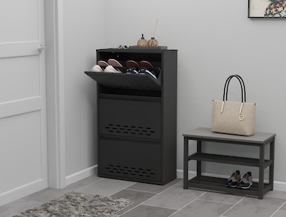 Тумба для взуття металева 3 секції 600х1050 чорна