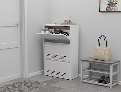 Тумба для взуття металева 3 секції 700х1050 біла