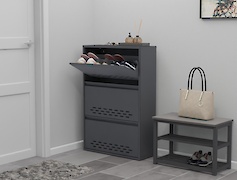 Тумба для обуви металлическая 3 секции 700х1050 графит