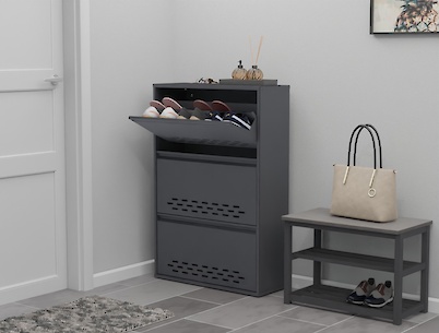 Тумба для взуття металева 3 секції 700х1050 графіт