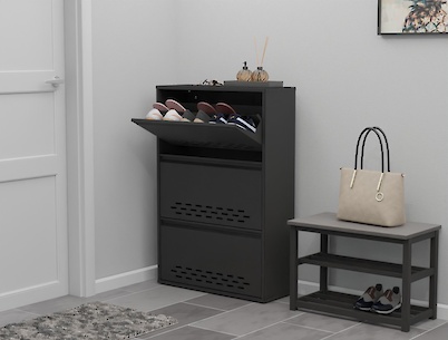 Тумба для взуття металева 3 секції 700х1050 чорна