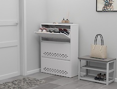 Тумба для обуви металлическая 3 секции 800х1050 белый