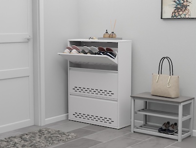Тумба для взуття металева 3 секції 800х1050 біла