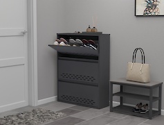 Тумба для взуття металева 3 секції 800х1050 графіт