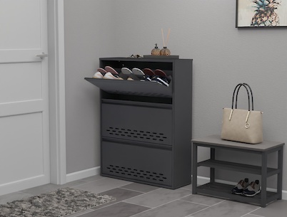 Тумба для взуття металева 3 секції 800х1050 графіт
