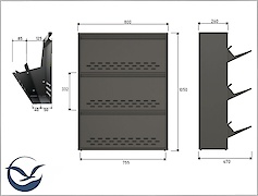 Тумба для взуття металева 3 секції 800х1050 чорна