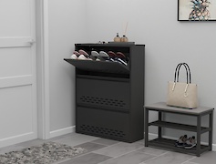 Тумба для взуття металева 3 секції 800х1050 чорна