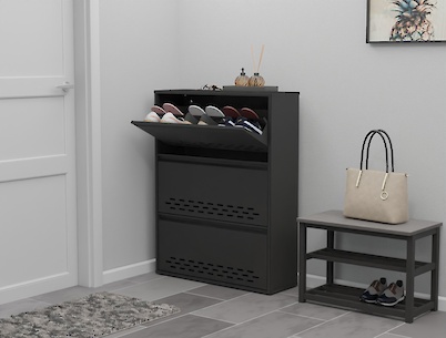 Тумба для взуття металева 3 секції 800х1050 чорна