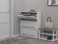 Тумба для обуви металлическая 3 секции 900х1050 белый