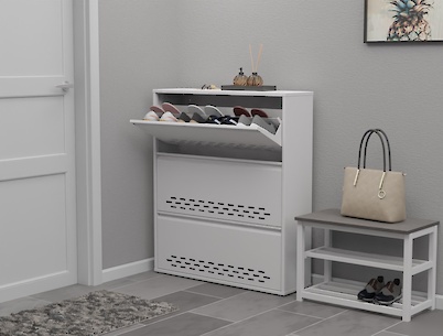 Тумба для взуття металева 3 секції 900х1050 біла