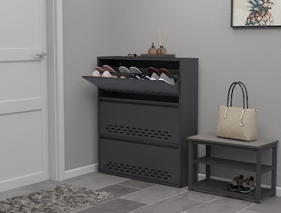 Тумба для взуття металева 3 секції 900х1050 графіт