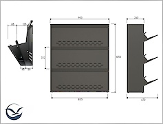 Тумба для обуви металлическая 3 секции 900х1050 черный