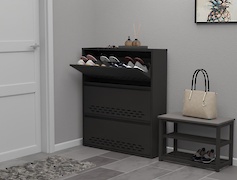 Тумба для обуви металлическая 3 секции 900х1050 черный