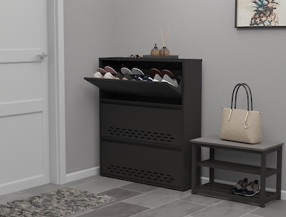 Тумба для взуття металева 3 секції 900х1050 чорна