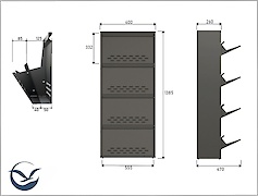 Тумба для взуття металева 4 секції 600х1385 біла