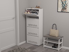 Тумба для взуття металева 4 секції 600х1385 біла