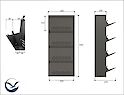 Тумба для обуви металлическая 4 секции 600х1385 графит