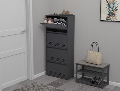 Тумба для взуття металева 4 секції 600х1385 графіт