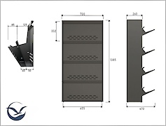 Тумба для обуви металлическая 4 секции 700х1385 белый