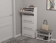 Тумба для обуви металлическая 4 секции 700х1385 белый