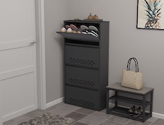 Тумба для обуви металлическая 4 секции 700х1385 графит