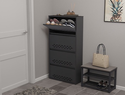 Тумба для взуття металева 4 секції 700х1385 графіт