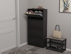 Тумба для взуття металева 4 секції 700х1385 чорна