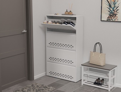 Тумба для взуття металева 4 секції 800х1385 біла