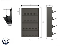Тумба для взуття металева 4 секції 800х1385 чорна