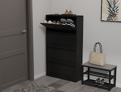 Тумба для взуття металева 4 секції 800х1385 чорна