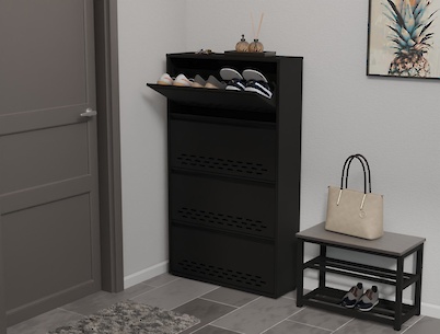 Тумба для взуття металева 4 секції 800х1385 чорна