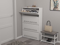 Тумба для взуття металева 4 секції 900х1385 біла