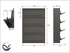 Тумба для обуви металлическая 4 секции 900х1385 графит