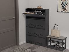 Тумба для обуви металлическая 4 секции 900х1385 графит