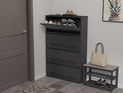 Тумба для взуття металева 4 секції 900х1385 графіт