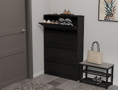 Тумба для обуви металлическая 4 секции 900х1385 черный