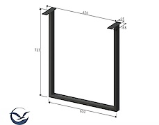 Металева опора (нога) для столу VT-3У 600х723, графіт