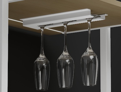 Подвесной держатель бокалов К-1 металлический одинарный, белый