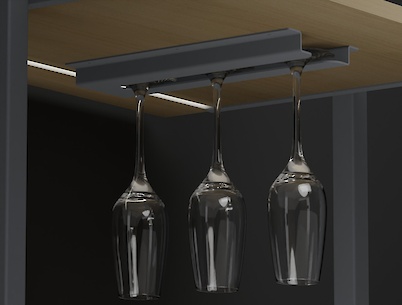 Подвесной держатель бокалов К-1 металлический одинарный,  графит