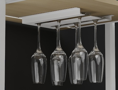 Подвесной держатель бокалов К-1 металлический двойной, белый