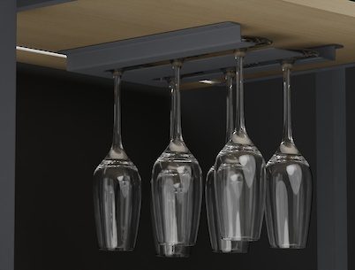 Подвесной держатель бокалов К-1 металлический двойной, графит