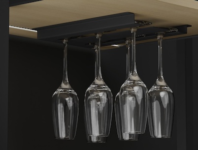 Подвесной держатель бокалов К-1 металлический двойной, черный