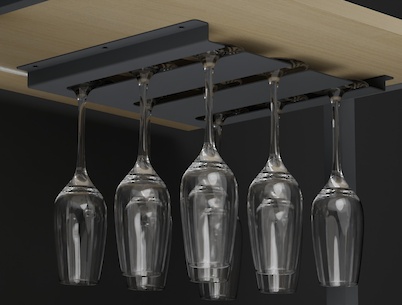 Подвесной держатель бокалов К-1 металлический тройной, графит