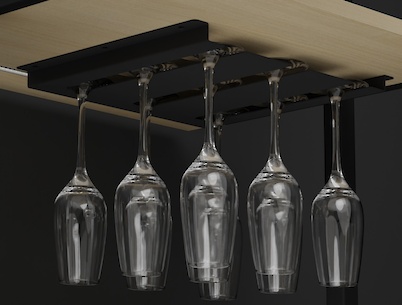 Подвесной держатель бокалов К-1 металлический тройной, черный