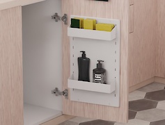 Металлический кухонный органайзер 250мм на фасад с 2 полками, белый