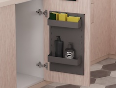 Металевий кухонний органайзер 250мм на фасад з 2 полицями, графіт